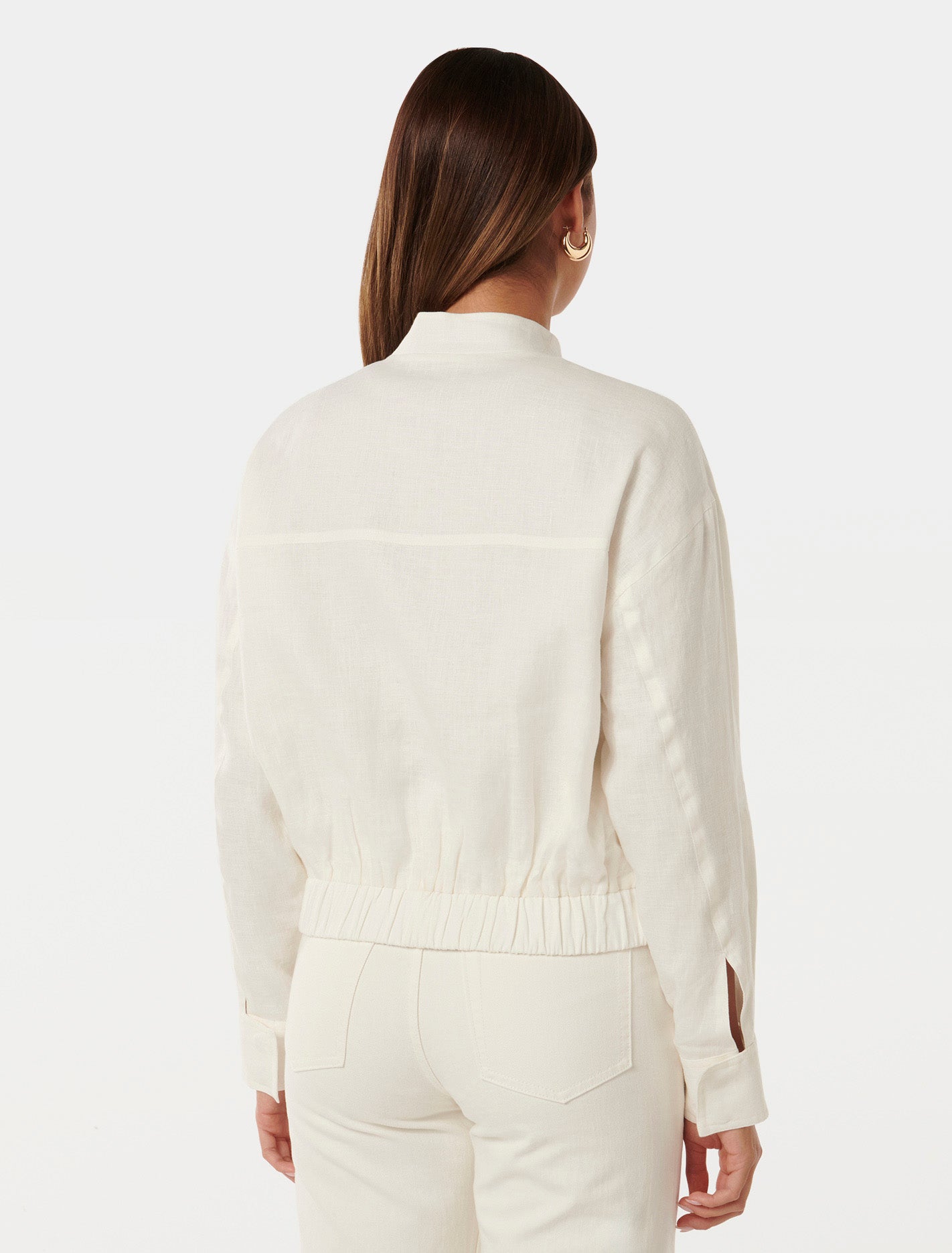 Arlette Linen Bomber Jacket Porcelain