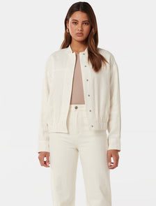 Arlette Linen Bomber Jacket Porcelain