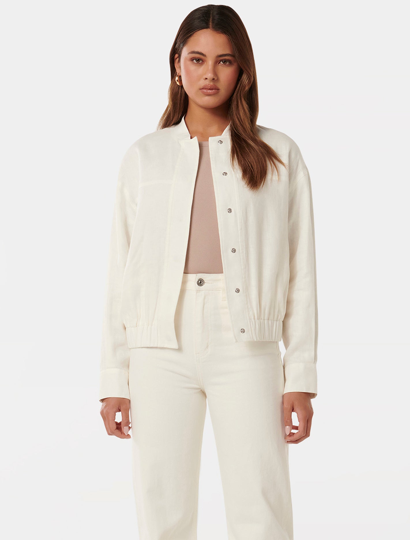 Arlette Linen Bomber Jacket Porcelain