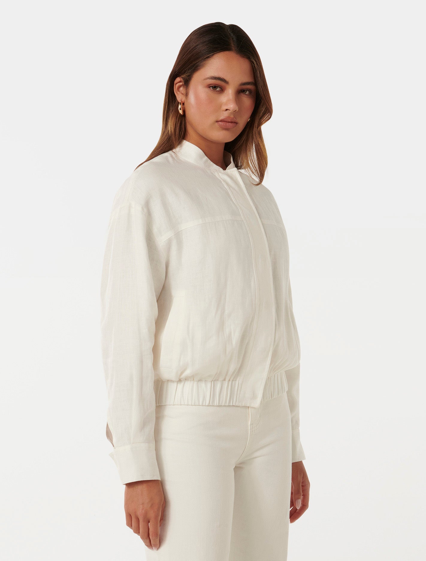Arlette Linen Bomber Jacket Porcelain