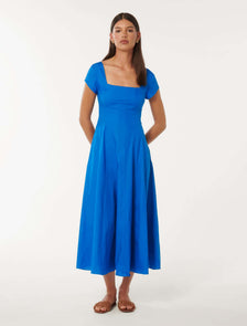 Raleigh Cap Sleeve Midi Blue Pigment