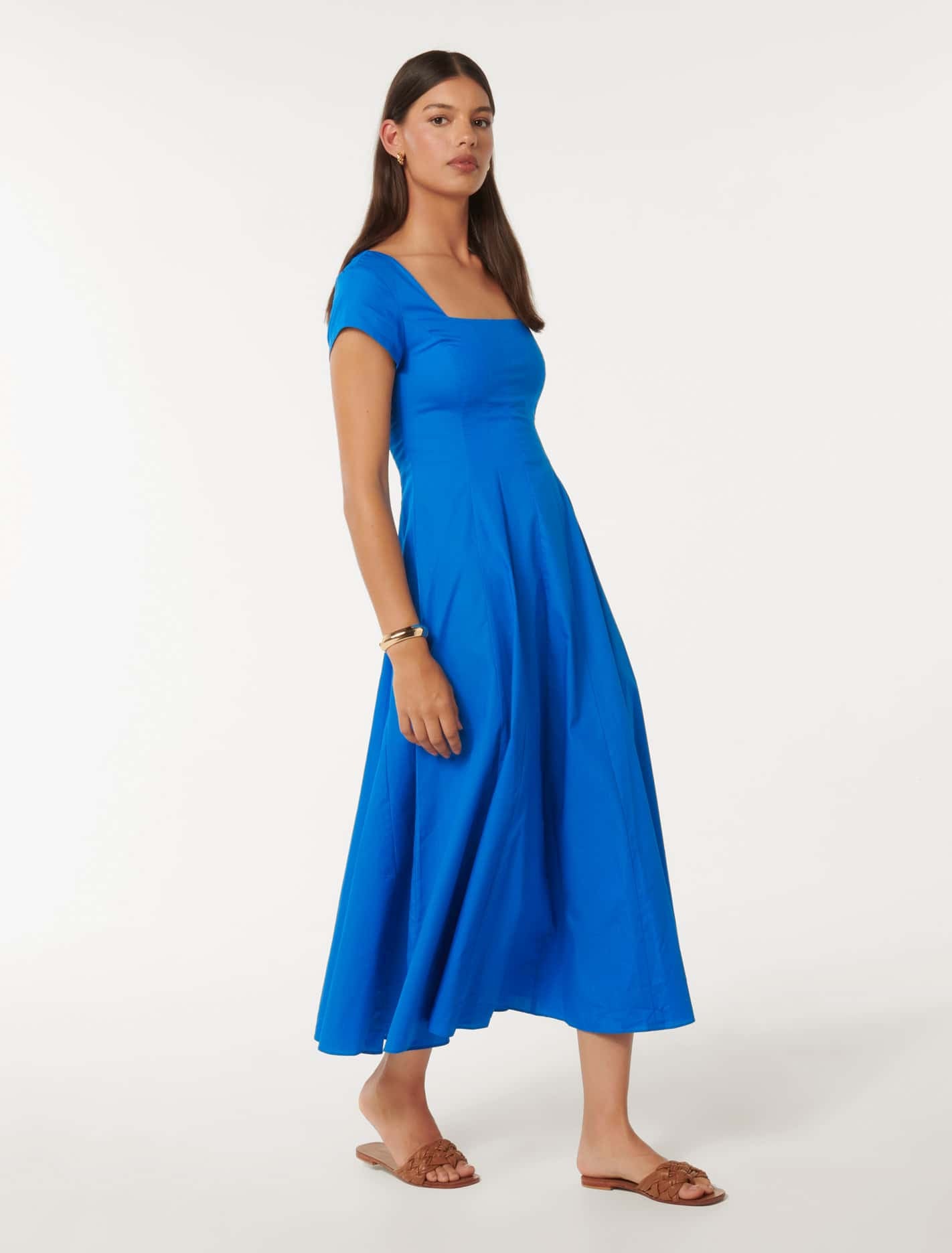 Raleigh Cap Sleeve Midi Blue Pigment
