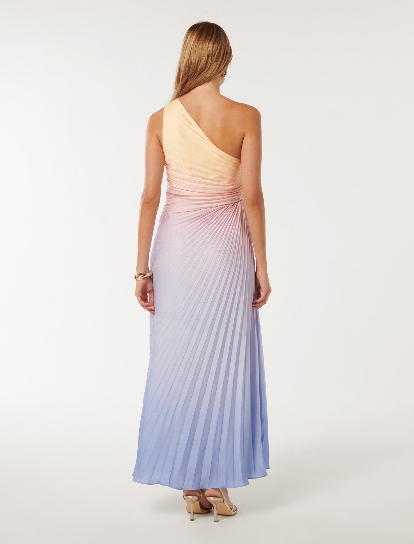 Paula Pleated One Shoulder Maxi Cloud Ombre