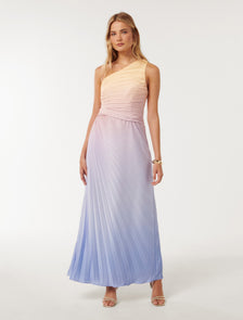 Paula Pleated One Shoulder Maxi Cloud Ombre