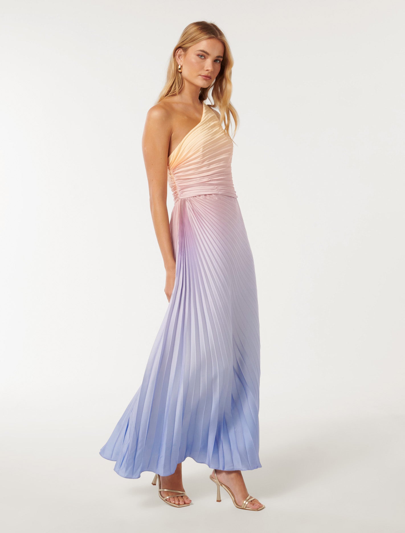 Paula Pleated One Shoulder Maxi Cloud Ombre