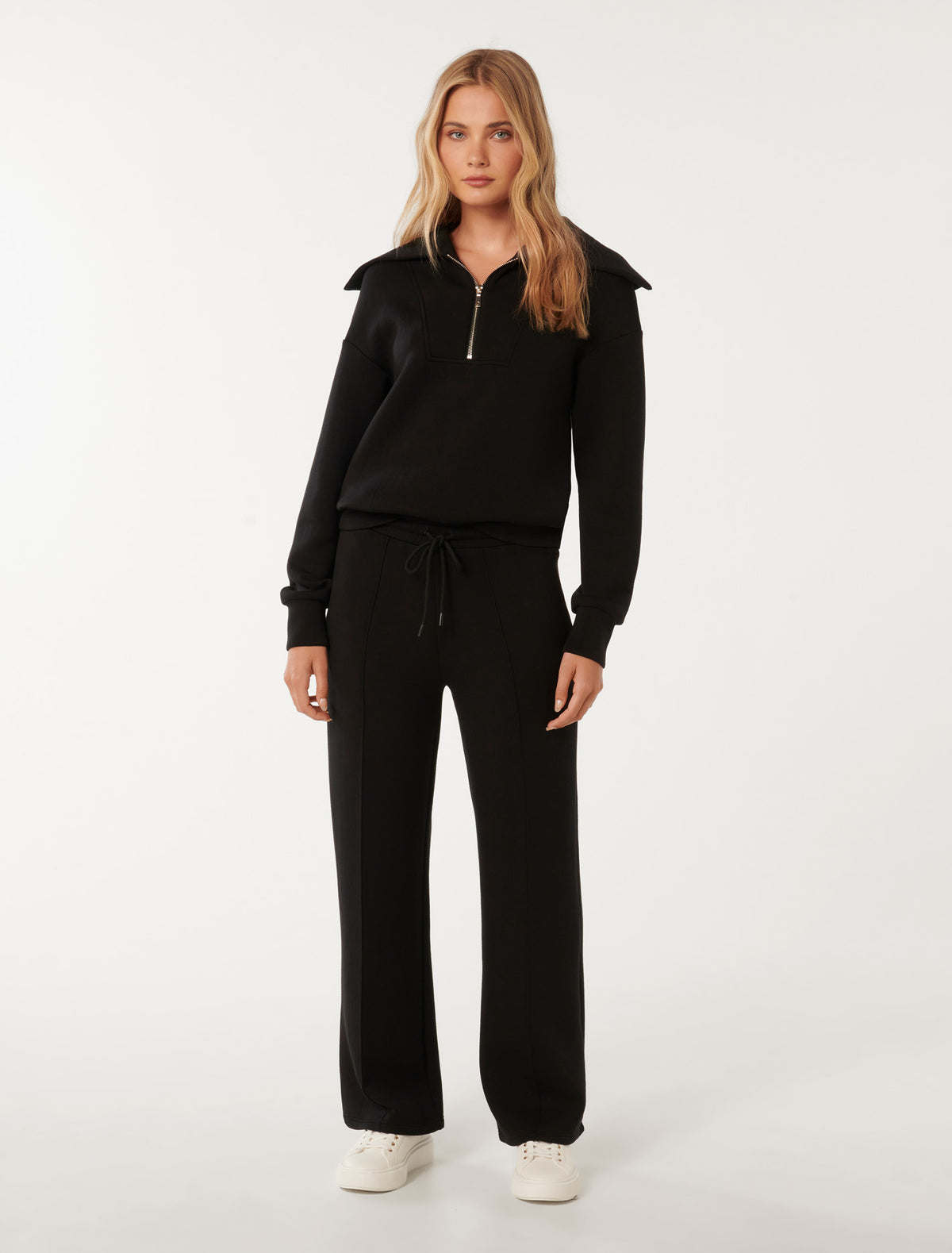 Tiana Loungewear Zip Front Sweatshirt Black