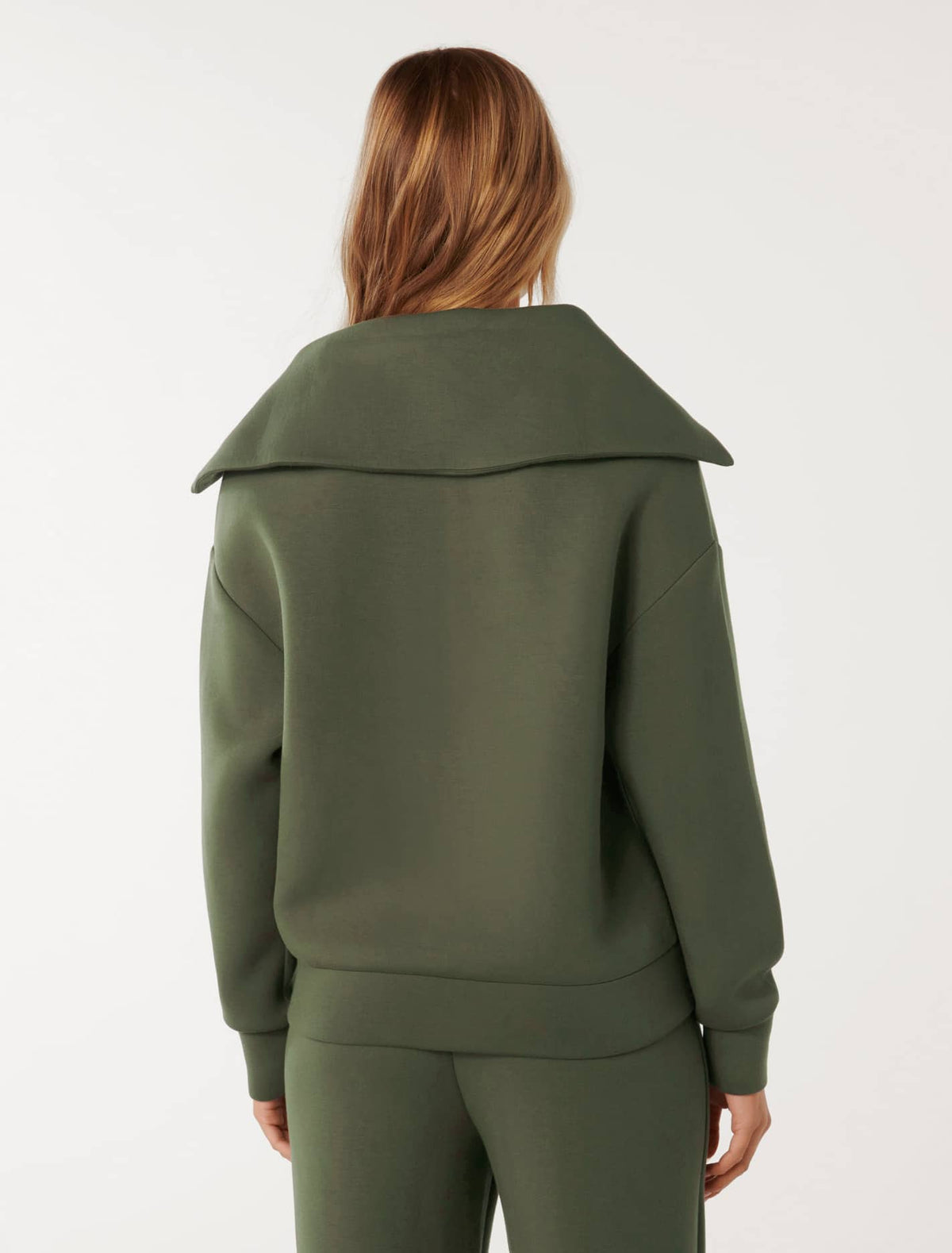 Tiana Loungewear Zip Front Sweatshirt Olive Green