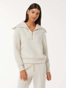 Tiana Loungewear Zip Front Sweatshirt Oatmeal Marle