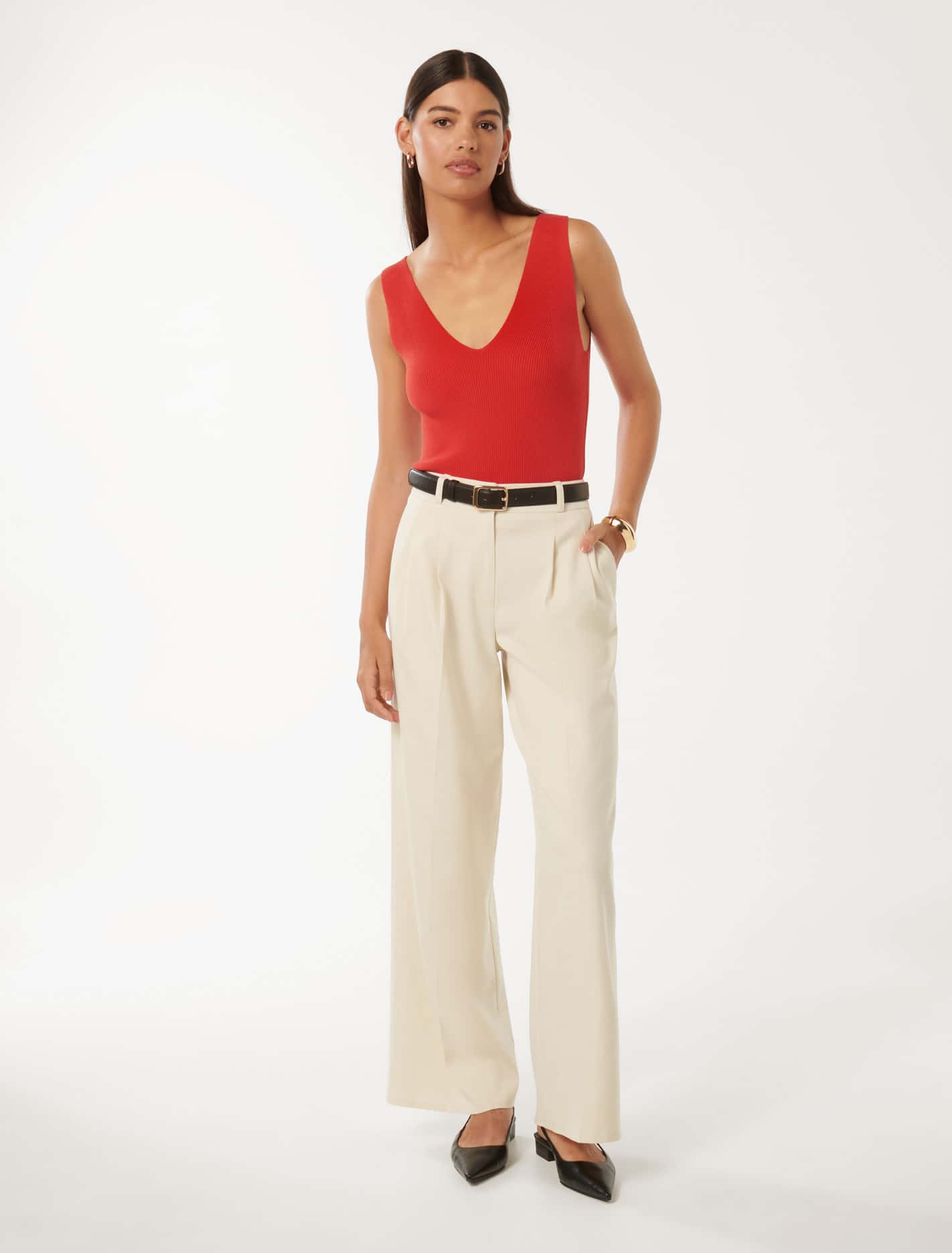 Amara Fashioning Detail Knit Tank Red