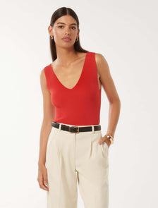 Amara Fashioning Detail Knit Tank Red