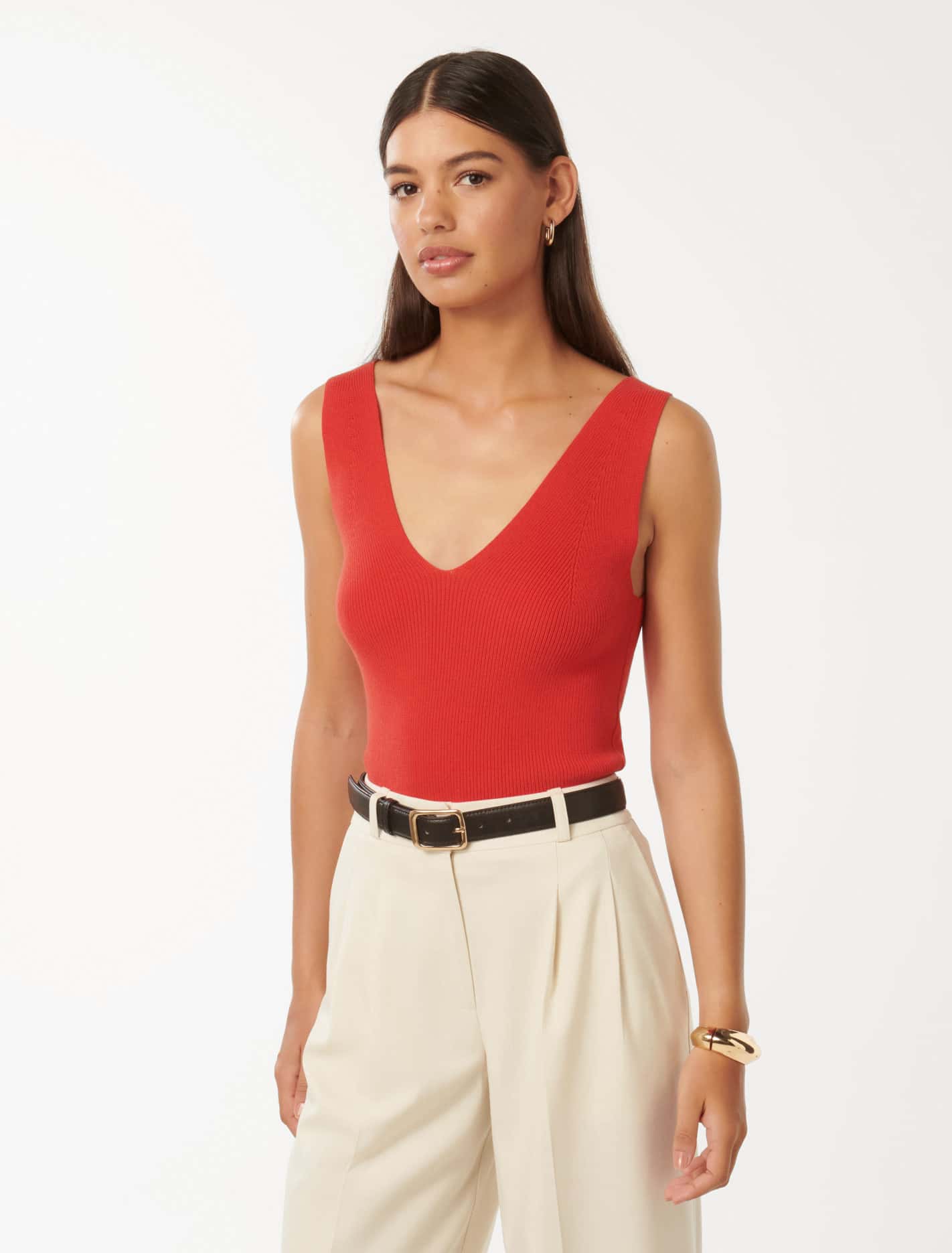 Amara Fashioning Detail Knit Tank Red