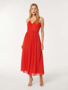 Nakita Ruched Bodice Maxi Candy Apple Red