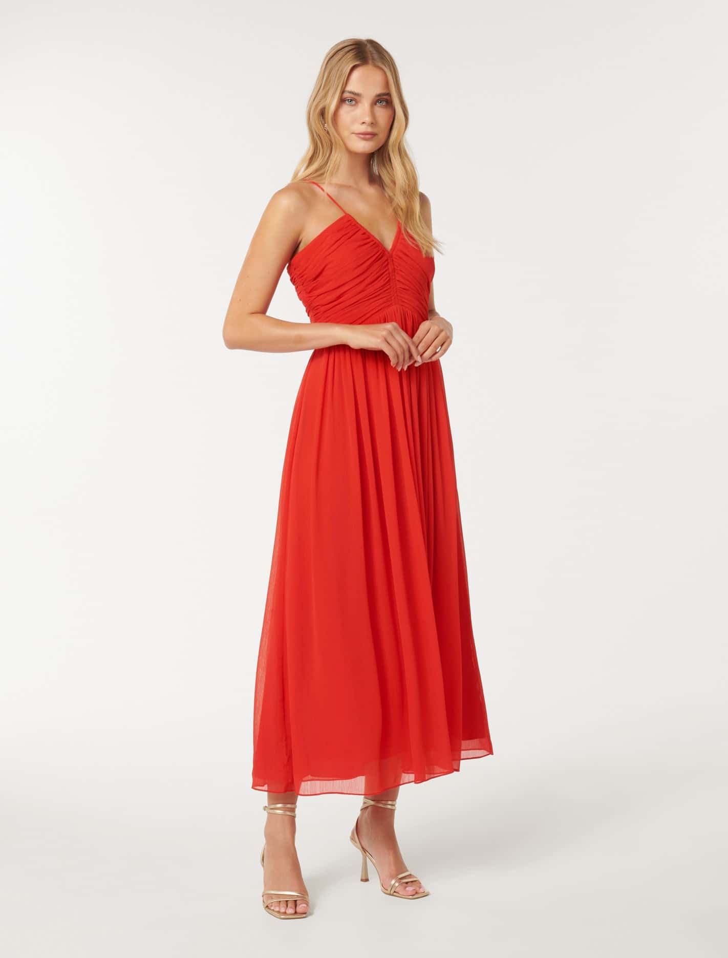 Nakita Ruched Bodice Maxi Candy Apple Red