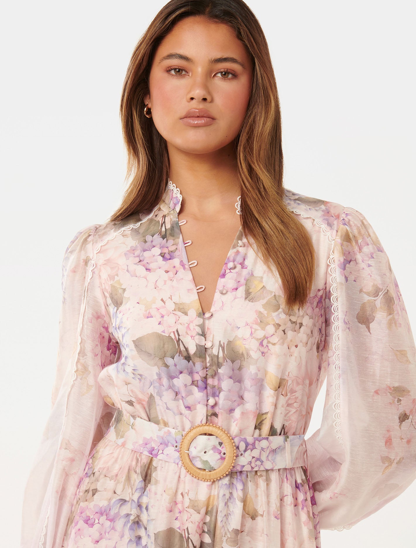 Peyton Trim Detail Midi Dress Warrantina Floral