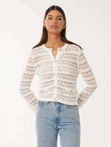 Melanie Open Stitch Cardigan Porcelain