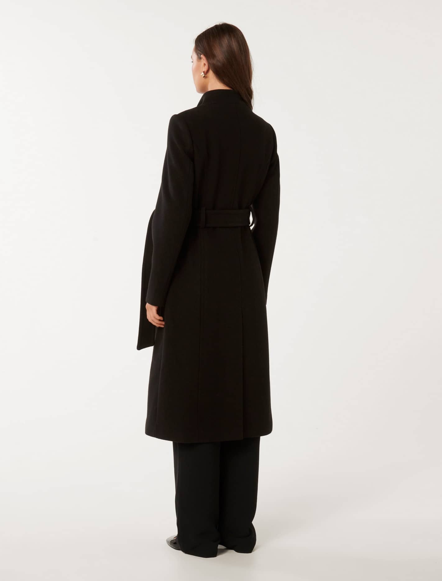 Ari Funnel-Neck Coat Black
