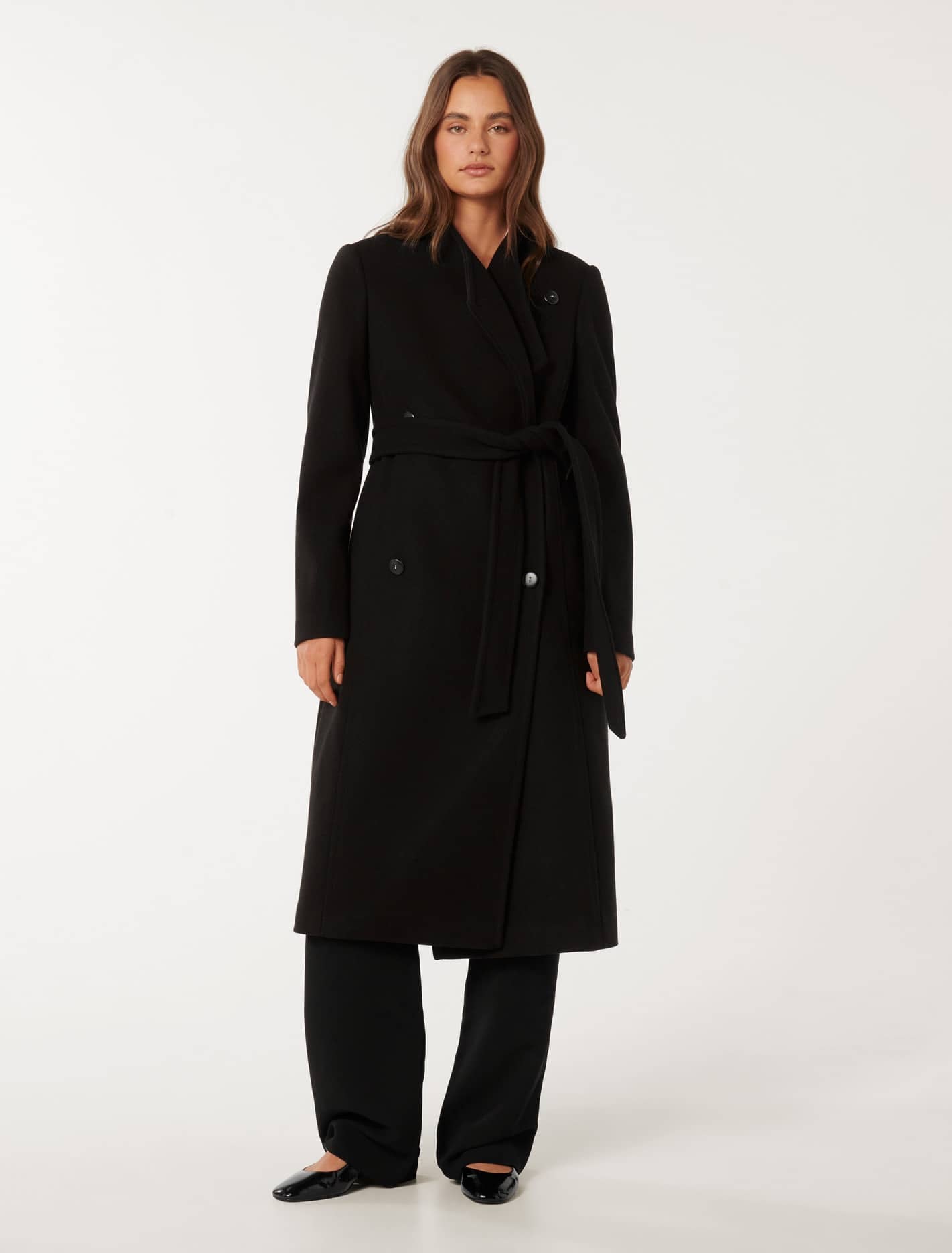 Ari Funnel-Neck Coat Black