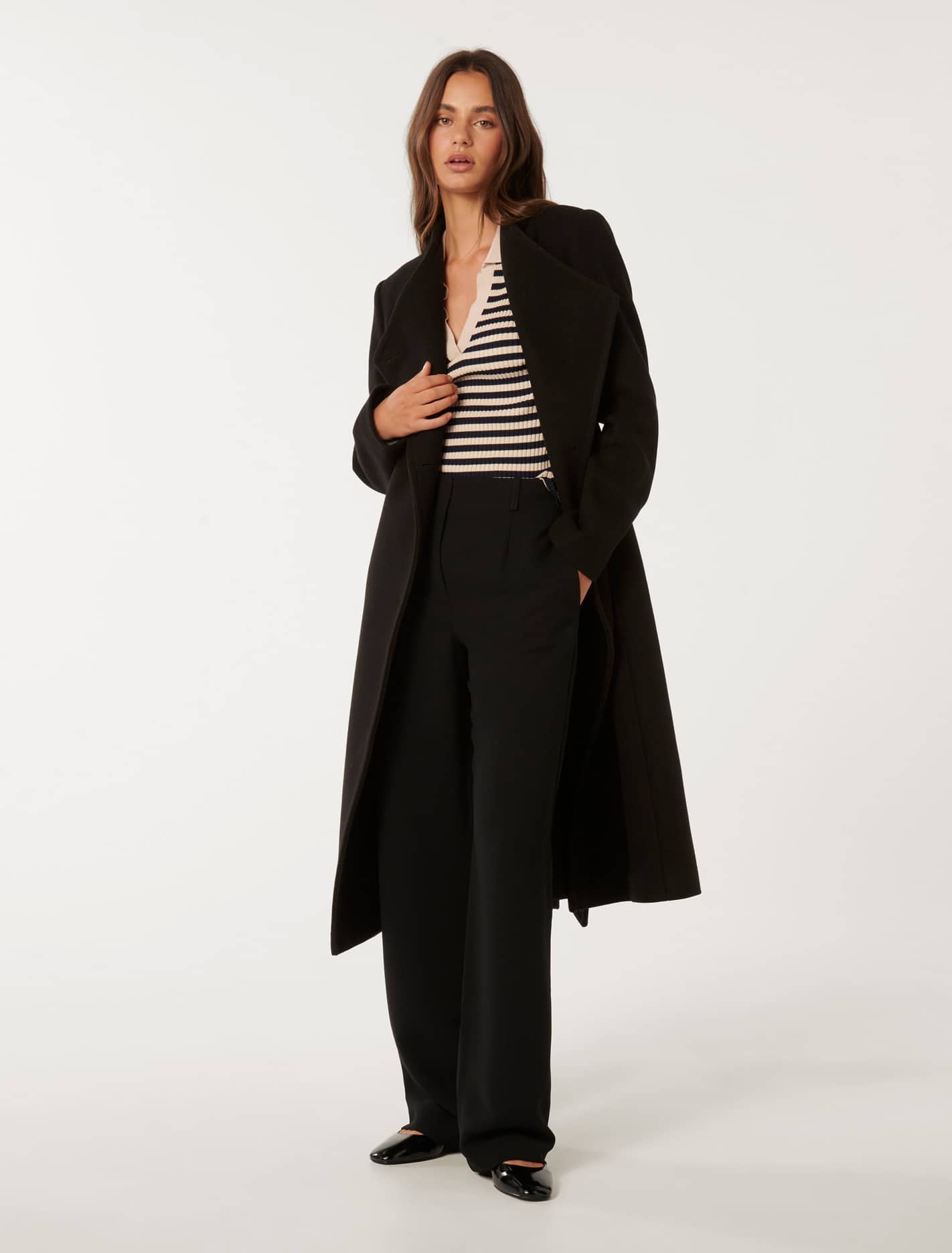 Ari Funnel-Neck Coat Black
