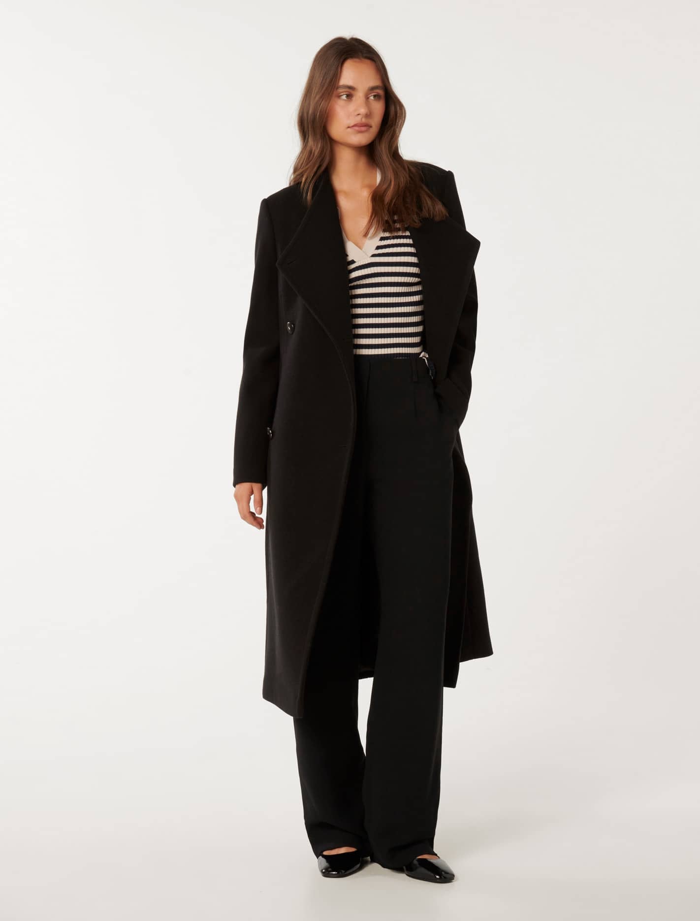 Ari Funnel-Neck Coat Black