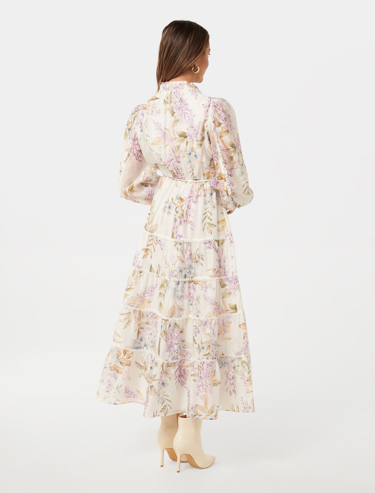 Jessie Petite Button Down Midi Lilac Conifer Floral