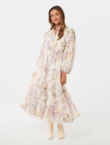 Jessie Petite Button Down Midi Lilac Conifer Floral
