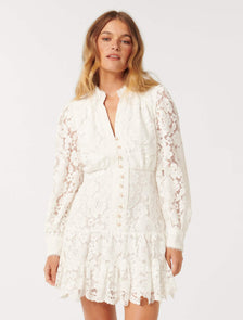 Evie Petite Lace Mini Dress Porcelain