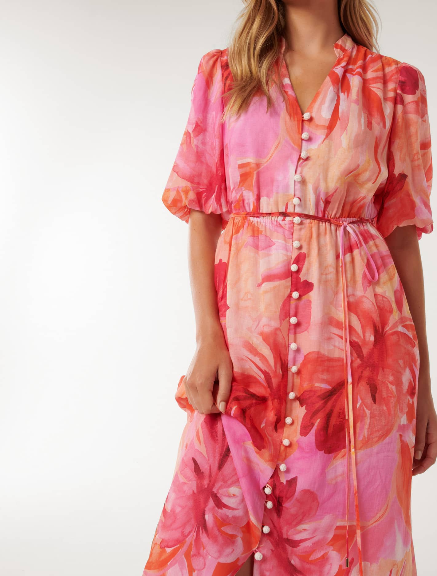 Loren Puff Sleeve Midi Capella Tropical