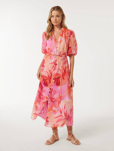 Loren Puff Sleeve Midi Capella Tropical