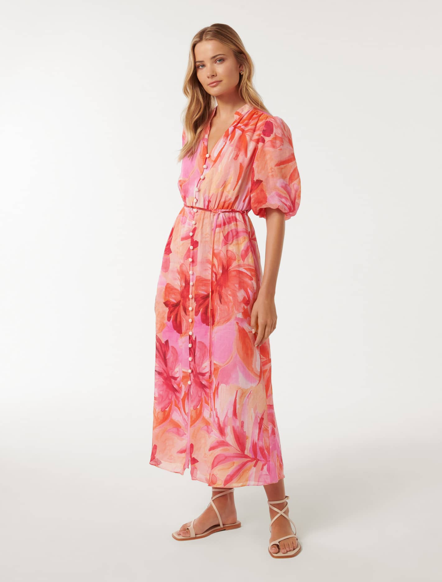 Loren Puff Sleeve Midi Capella Tropical