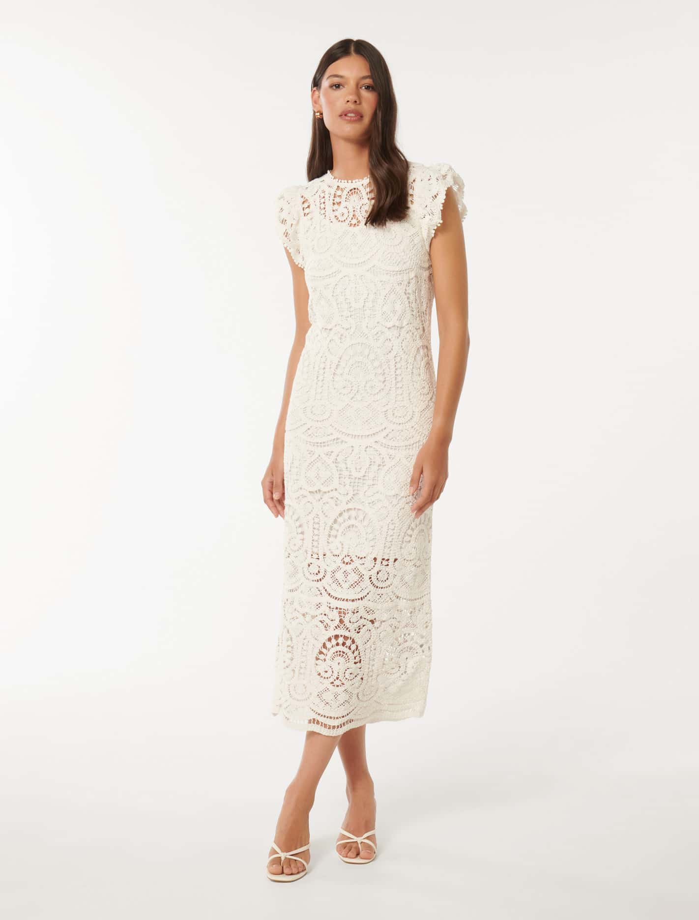 Lilly Lace Midi Dress Porcelain
