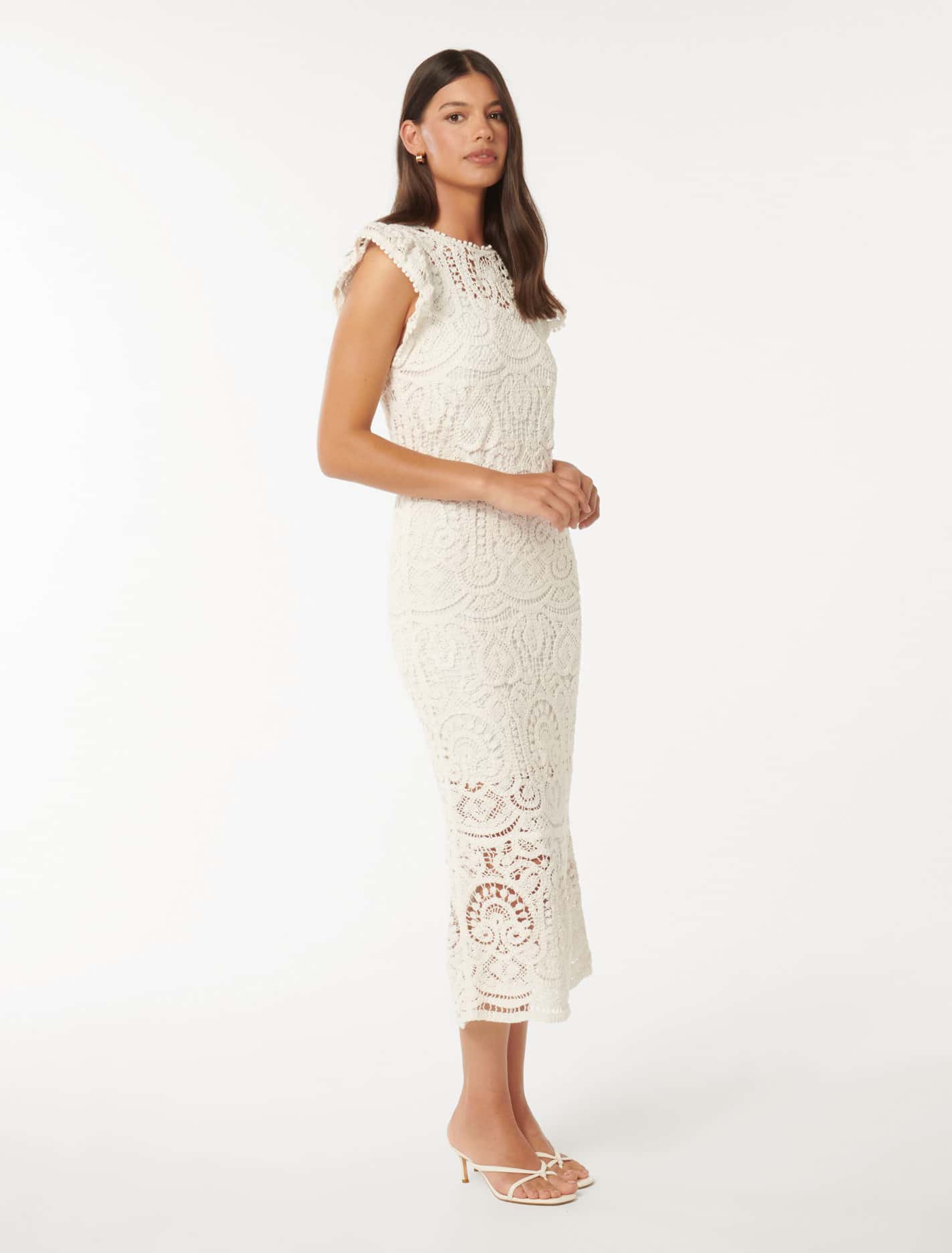 Lilly Lace Midi Dress Porcelain