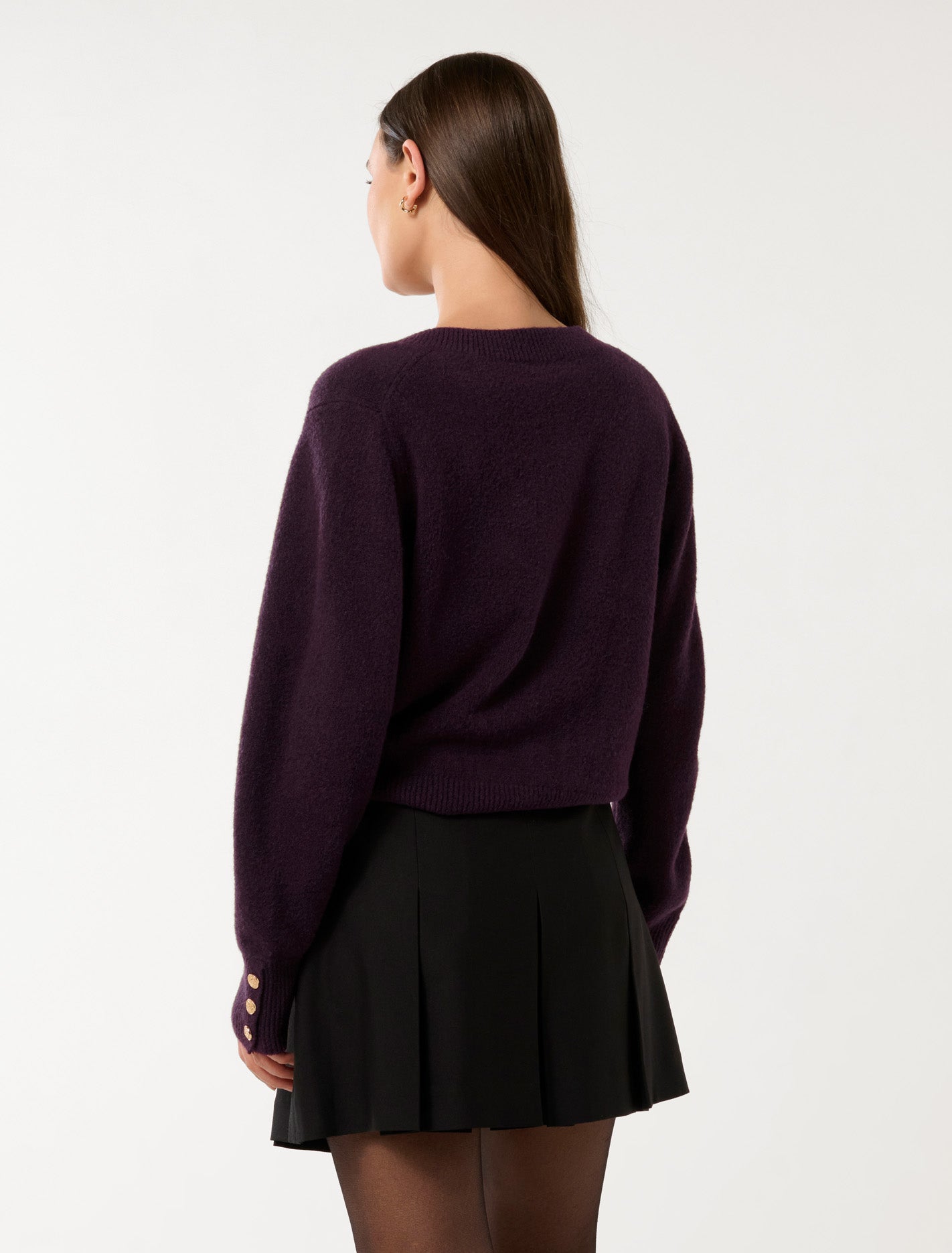 Sabrina Button Cuff Knit Sweater Mulberry