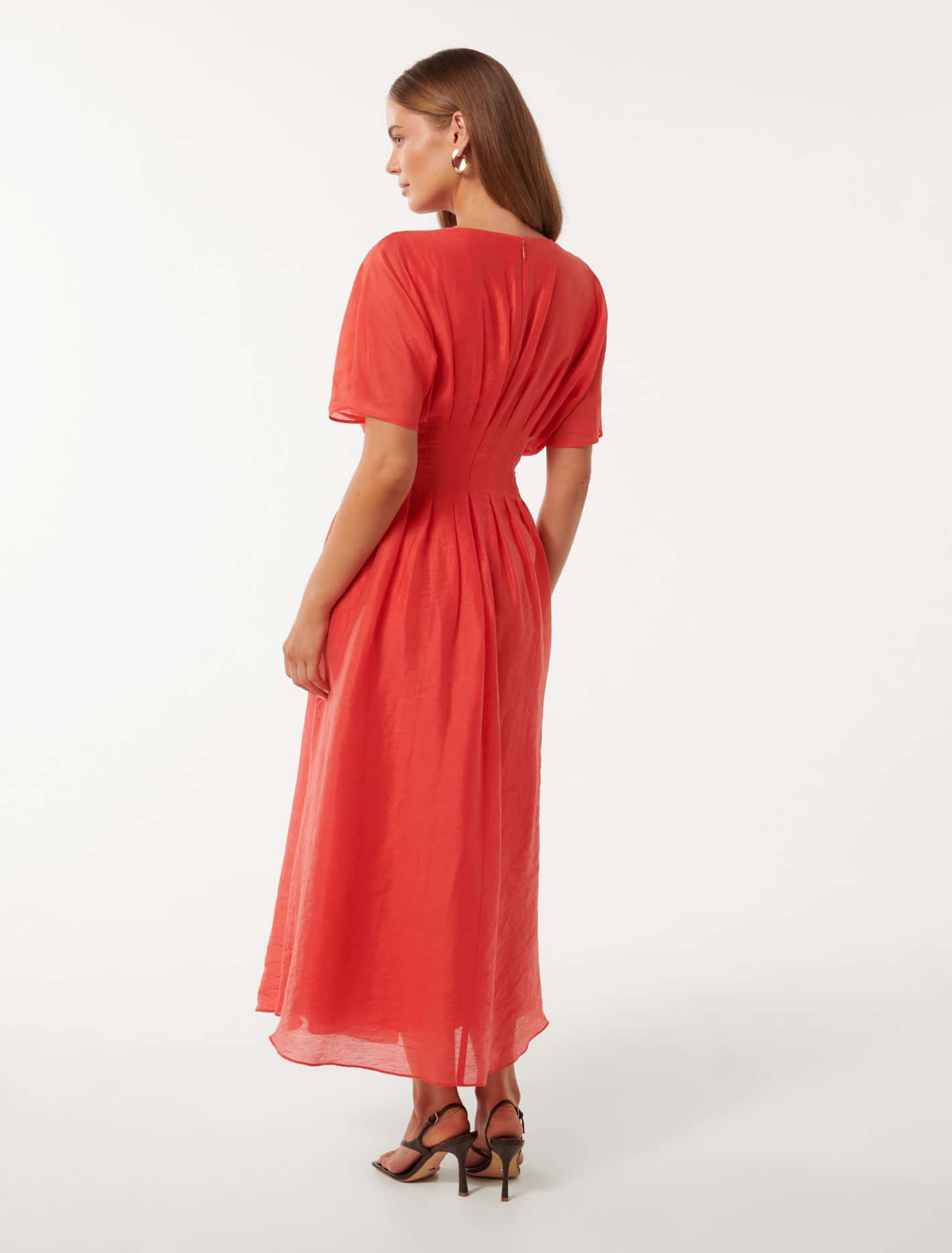 Eve Seam Detail Midi Dress Cherry Tomato