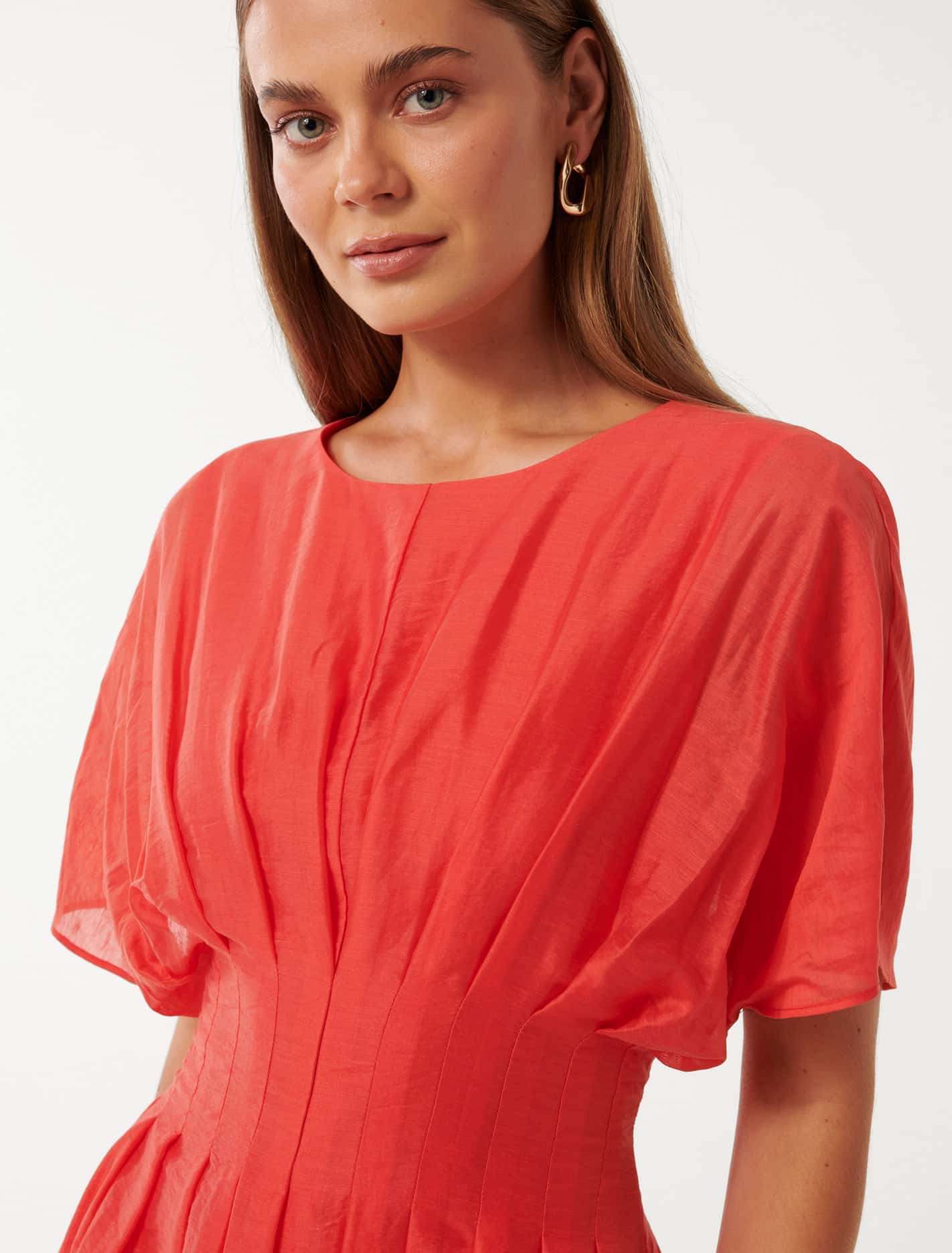 Eve Seam Detail Midi Dress Cherry Tomato