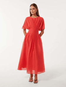 Eve Seam Detail Midi Dress Cherry Tomato