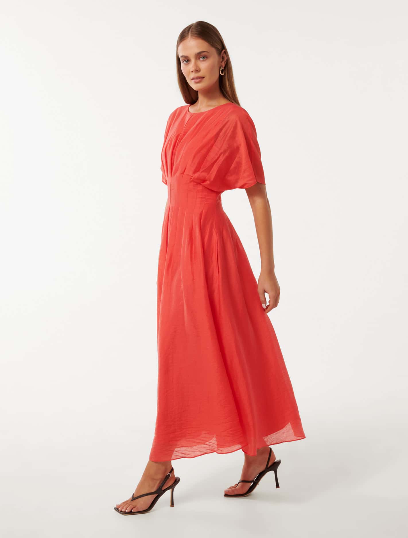 Eve Seam Detail Midi Dress Cherry Tomato