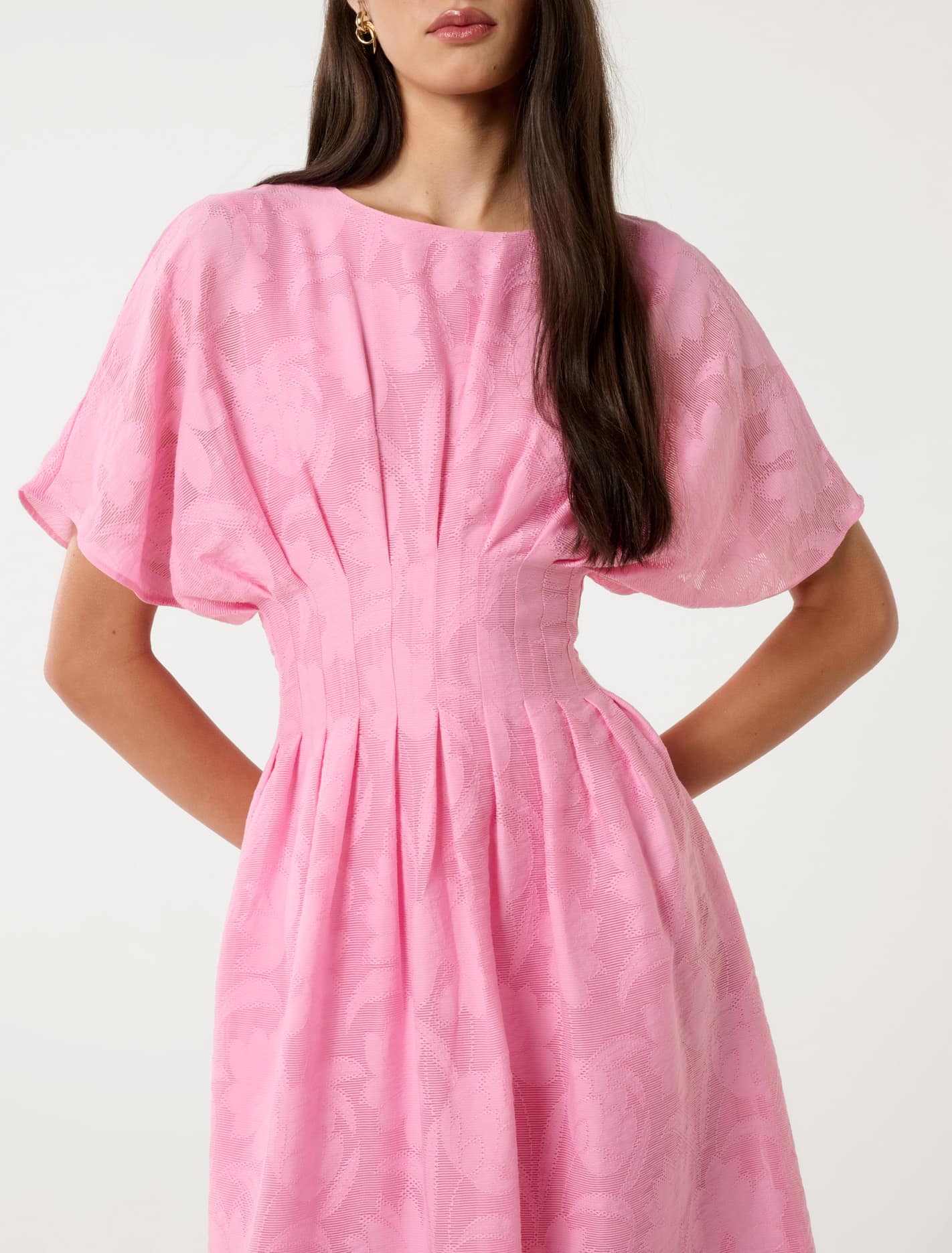 Eve Jacquard Seam Midi Dress Dolly Pink