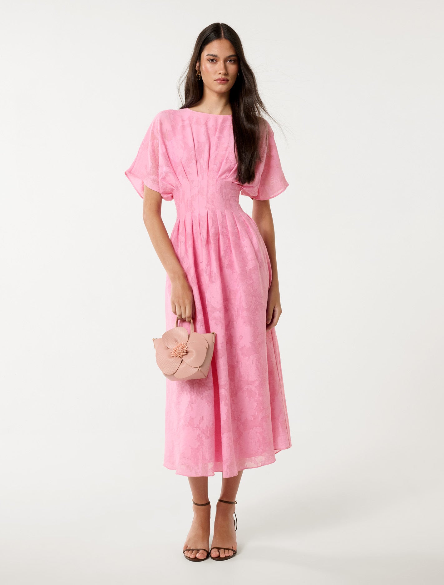 Eve Jacquard Seam Midi Dress Dolly Pink