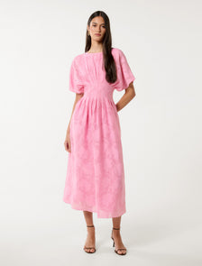 Eve Jacquard Seam Midi Dress Dolly Pink