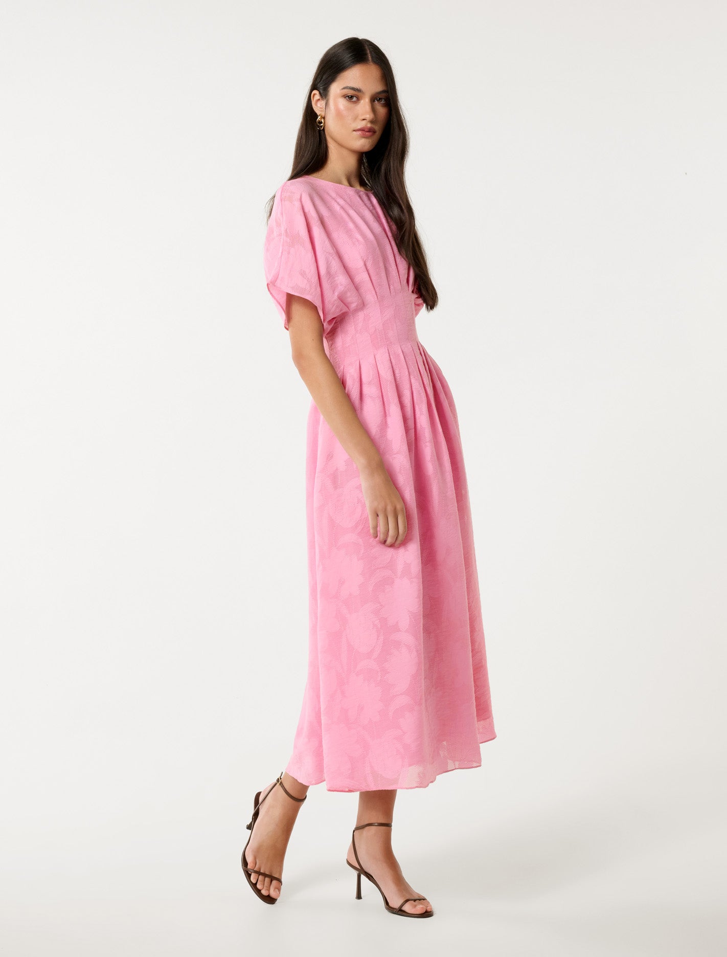 Eve Jacquard Seam Midi Dress Dolly Pink