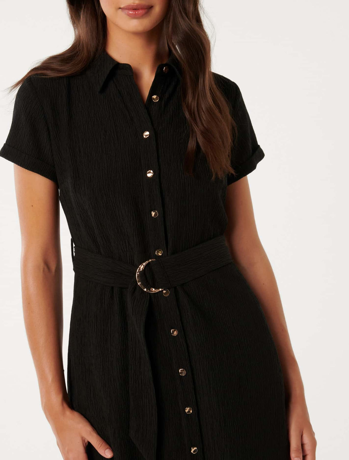Briley Textured Shirt Dress Black