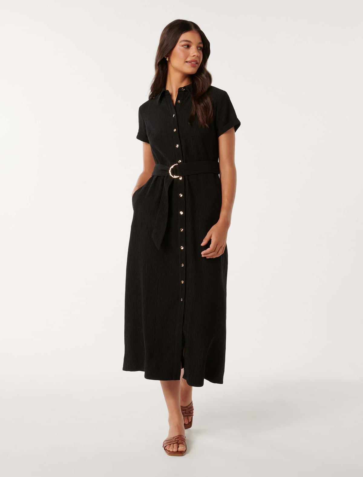 Briley Textured Shirt Dress Black