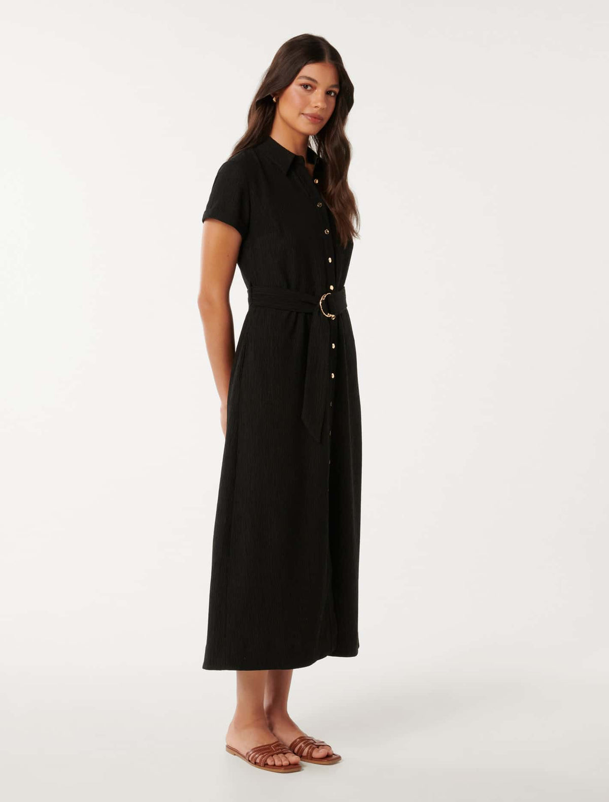 Briley Textured Shirt Dress Black