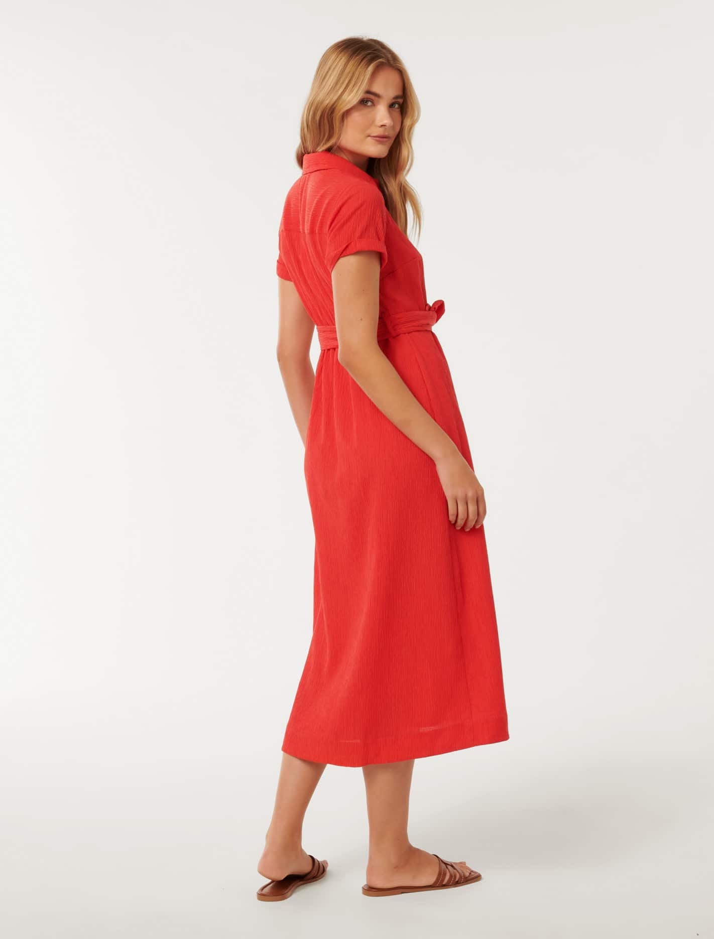 Briley Textured Shirt Dress Cherry Tomato