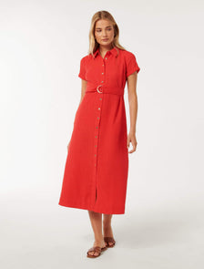 Briley Textured Shirt Dress Cherry Tomato