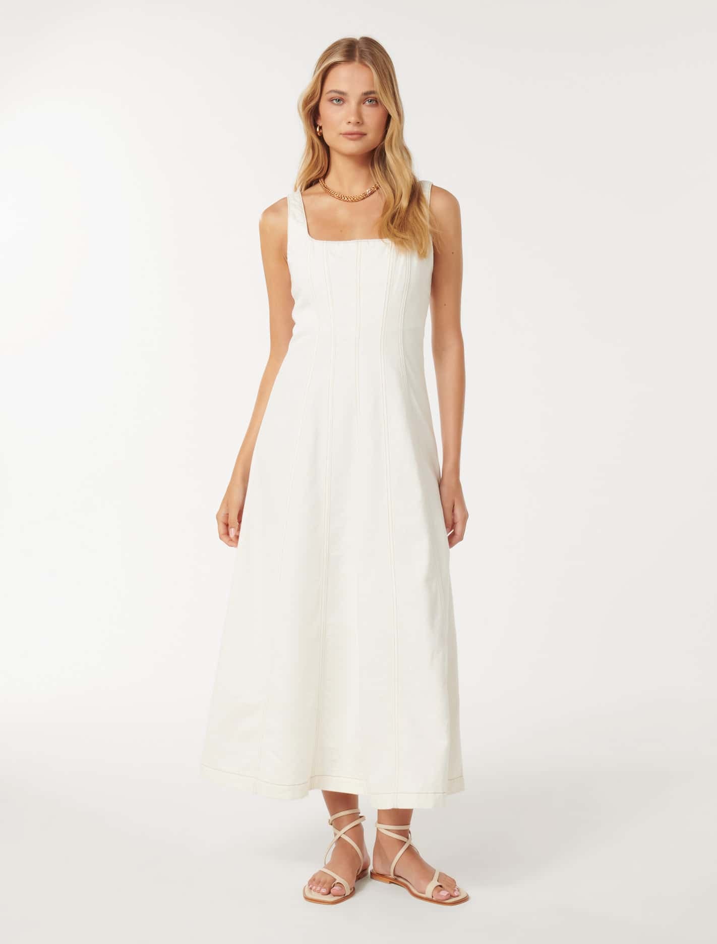 Amelia Denim Dress Porcelain