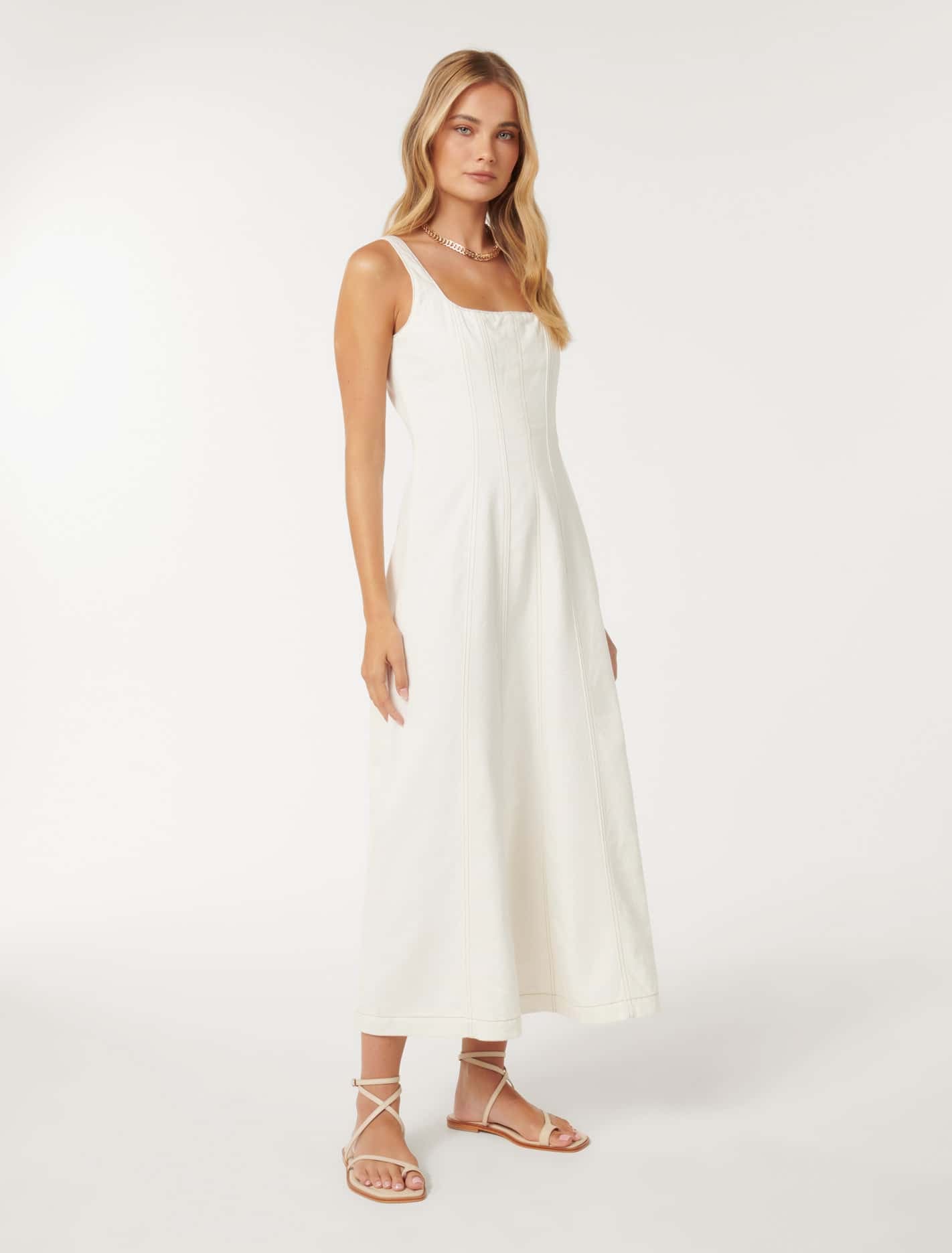 Amelia Denim Dress Porcelain