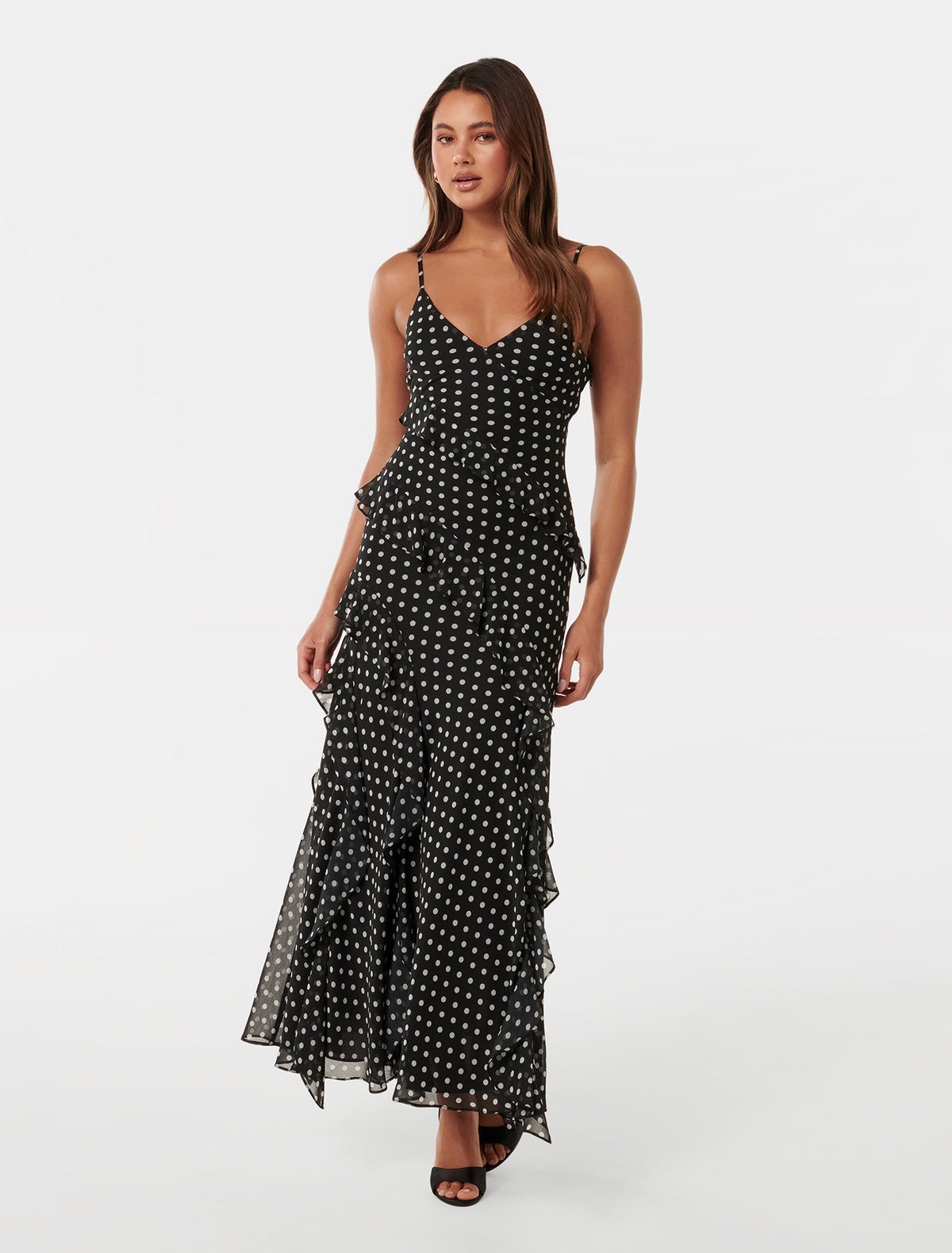 Poppy Ruffle Gown Black Savona Spot