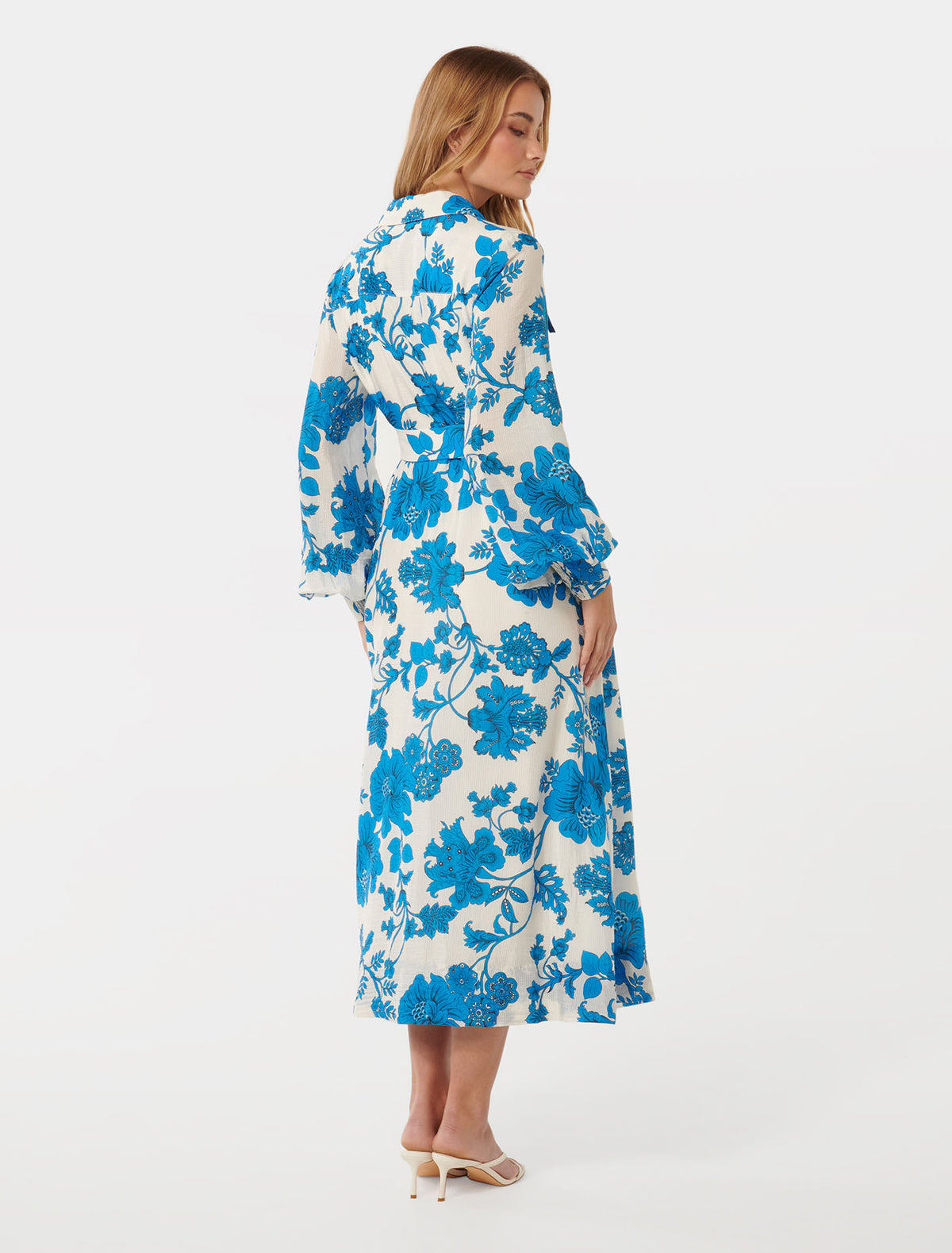 Janie Printed Shirt Midi Large Blue Leila Chintz
