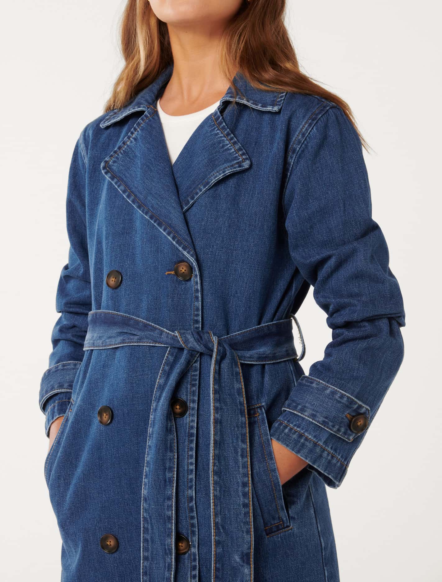 Daria Denim Trench Mid Wash